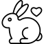 Simple illustration of a rabbit with a heart on a white background
